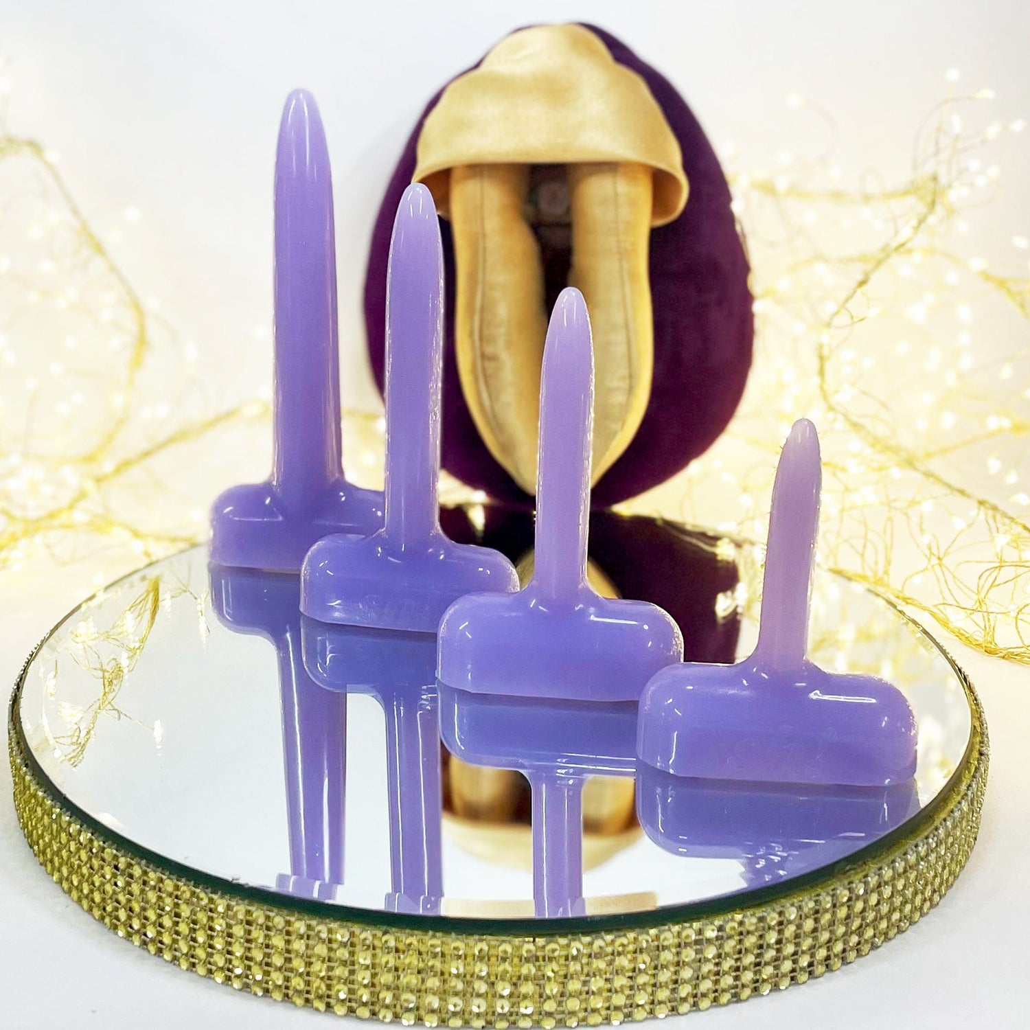 Dilators for vaginismus - purple silicone with vulva puppet