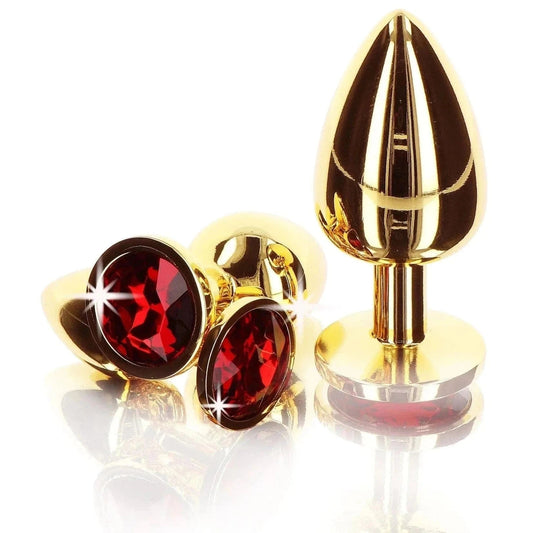 Gold Butt Plug with Jewel Base: 3 Sizes - Sh! Women's Store