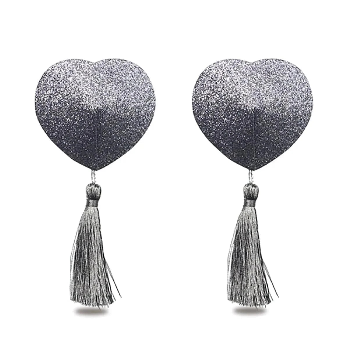 Silver Glitter Heart Nipple Tassel DISCONTINUED - Sh! Women's Store