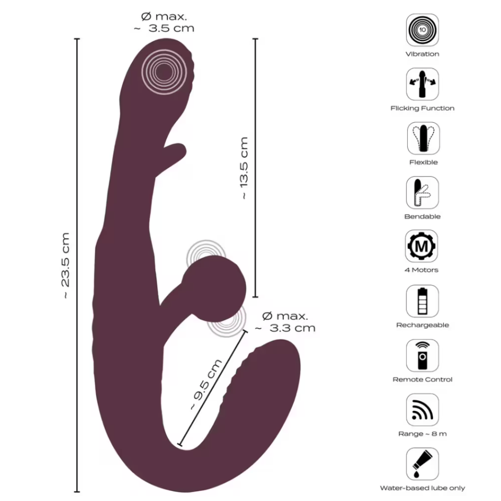 Sh! Women's Store Strapless Dildo Javida Remote Control Strapless Strap-On with Flicking Tongue