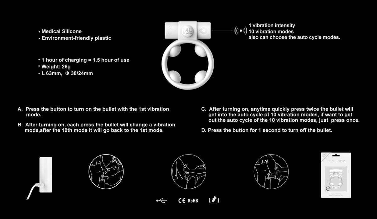 Cool Boy Rechargeable Cock Ring - DISCONTINUED - Sh! Women's Store