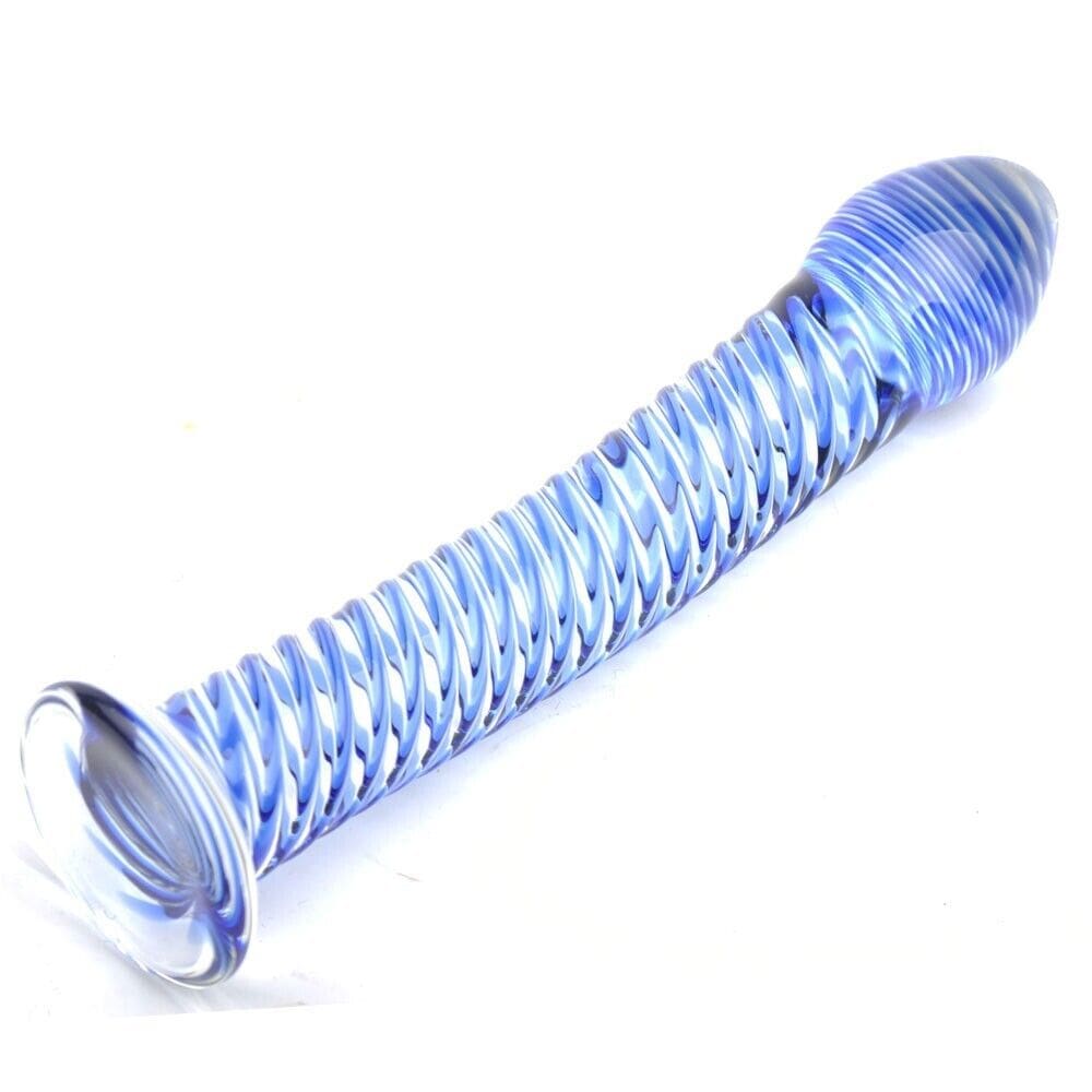 Glass Dildo Blue Spiral Design - Discontinued - Sh! Women's Store