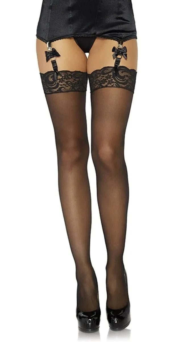 Lace Top Stockings with Rhinestone Backseam DISCONTINUED - Sh! Women's Store