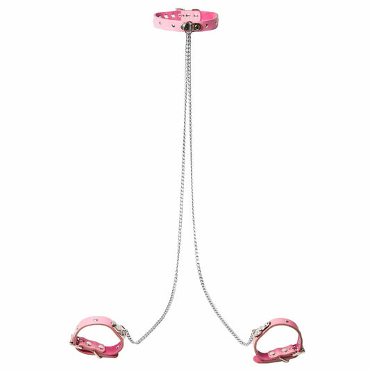 Leather Princess Bondage Collar Cuffs & Chain Set - Sh! Women's Store
