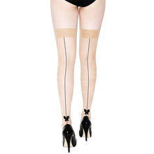 Nude Seamed Stockings With Bow - Sh! Women's Store
