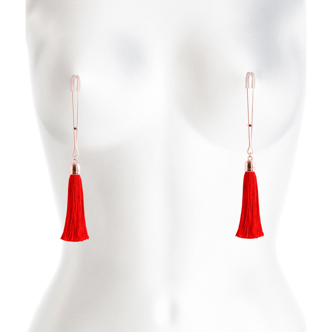 Red & Gold Tassel Nipple Clamps - Sh! Women's Store