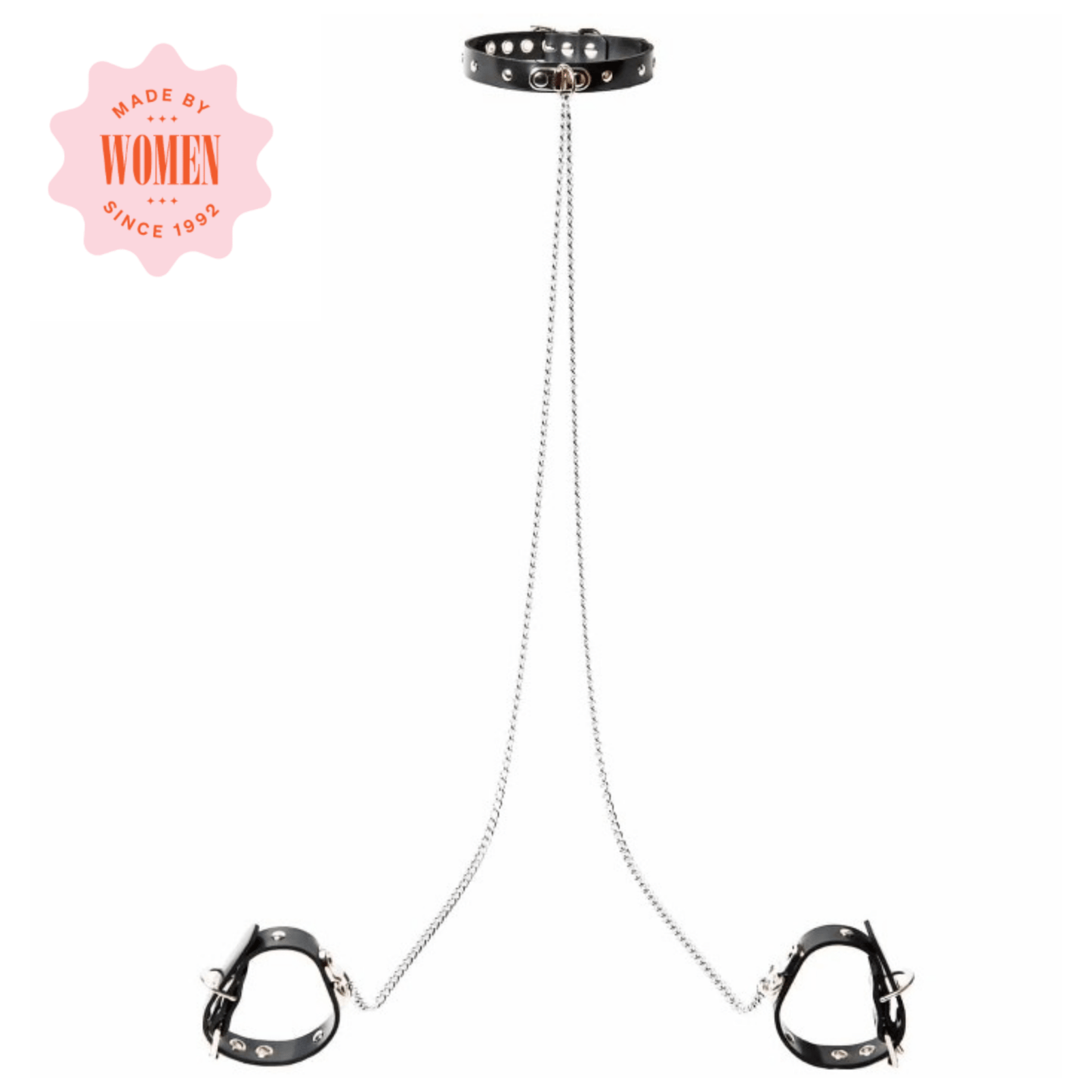 Rubber Princess Bondage Collar Cuffs & Chain Set - Sh! Women's Store