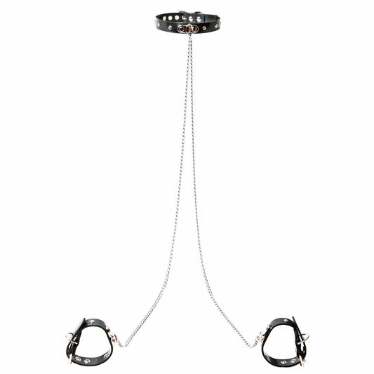 Rubber Princess Bondage Collar Cuffs & Chain Set - Sh! Women's Store