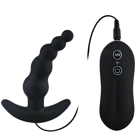 Sh! Women's Store Anal Vibrator Black Beaded Vibrating Anal Plug