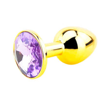 Sh! Women's Store Butt Plugs Purple Jewel Small Gold Butt Plug with Jewel Base