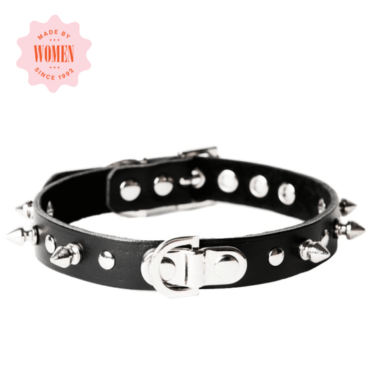 Sh! Women's Store Collars Sh! Leather Spiked Princess Bondage Collar