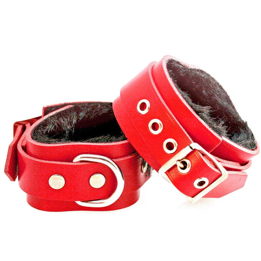 Sh! Women's Store Cuffs Red Sh! Leather Bondage Wrist Cuffs