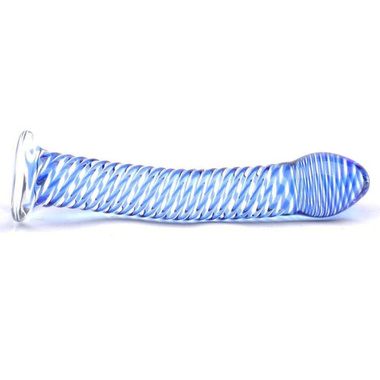 Sh! Women's Store Glass Dildo Glass Dildo Blue Spiral Design