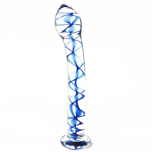Sh! Women's Store Glass Dildo Sh! Blue Spiral Glass Dildo