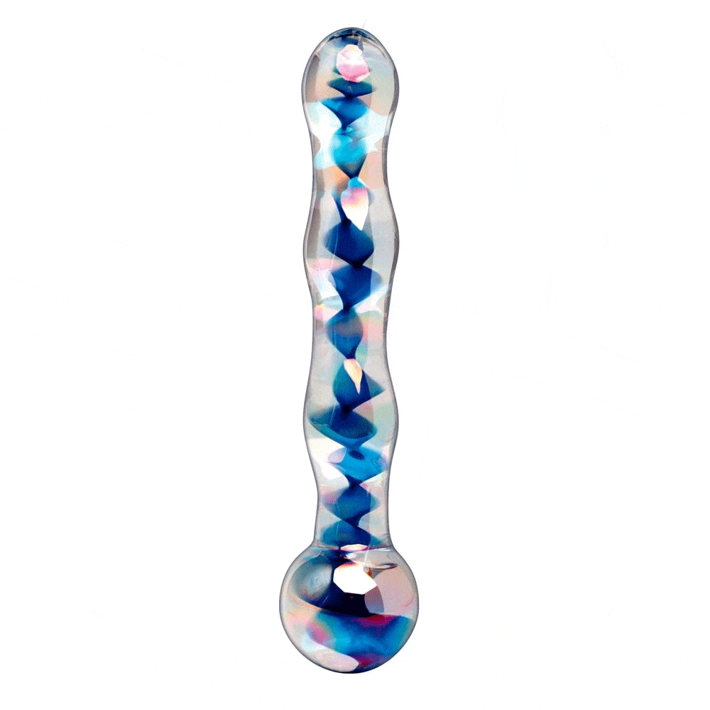 Sh! Women's Store Glass Dildo Sh! Rainbow Shimmer Glass Double Dildo