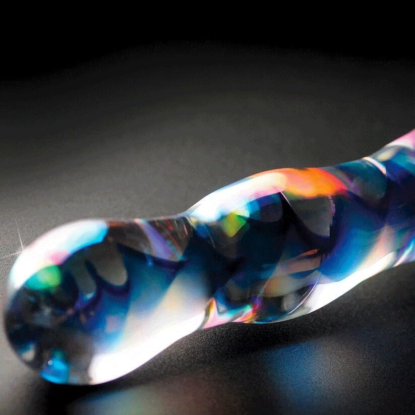 Sh! Women's Store Glass Dildo Sh! Rainbow Shimmer Glass Double Dildo