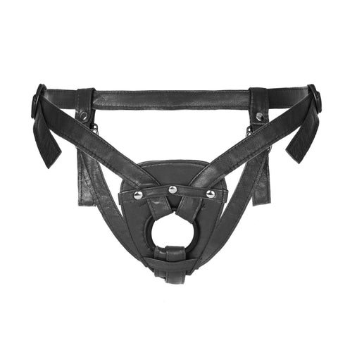 Sh! Women's Store Leather Strap-On Harness Black / XS (Up to size 8) Leather 2-Strap Dildo Harness