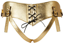 Sh! Women's Store Leather Strap-On Harness Gold / Medium/Large (14-20) Corset Strap-On Harness
