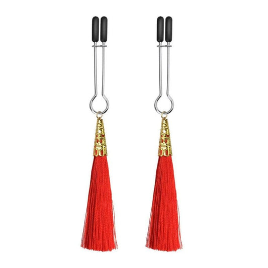 Sh! Women's Store Nipple Clamps Red & Gold Tassel Nipple Clamps