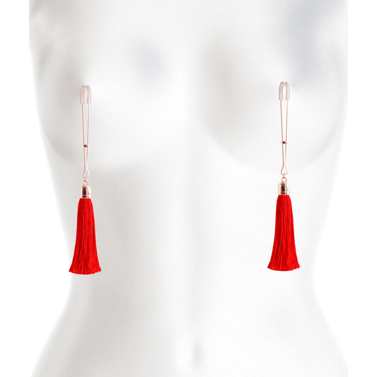 Sh! Women's Store Nipple Clamps Red & Gold Tassel Nipple Clamps