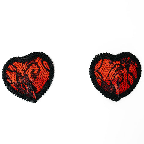 Sh! Women's Store Nipples Red Lace Heart Pasties