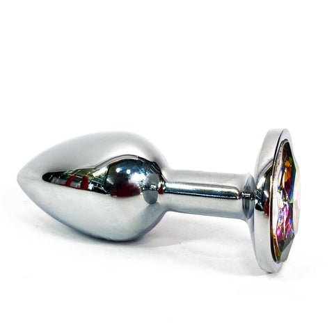 Sh! Women's Store Pride Medium Metal Butt Plug with Rainbow Jewel
