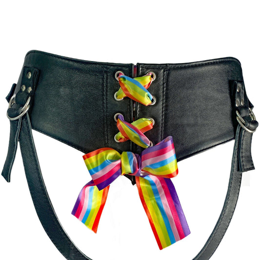 Sh! Women's Store Pride Sh! Pride Rainbow Corset-Back Strap On Harness