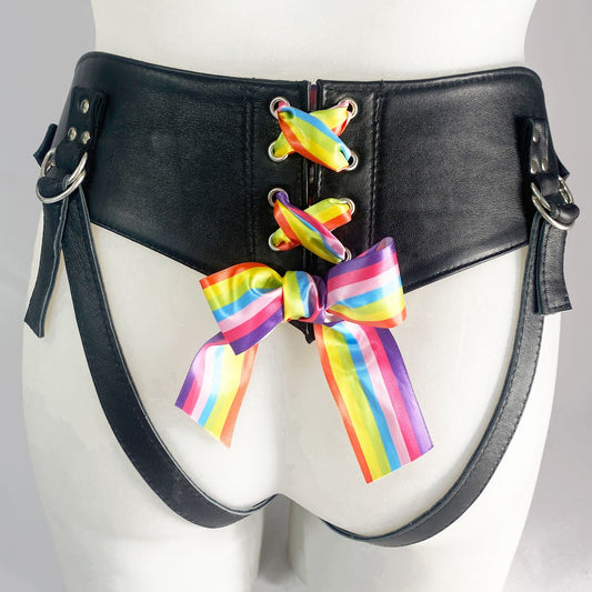 Sh! Women's Store Pride Sh! Pride Rainbow Corset-Back Strap On Harness
