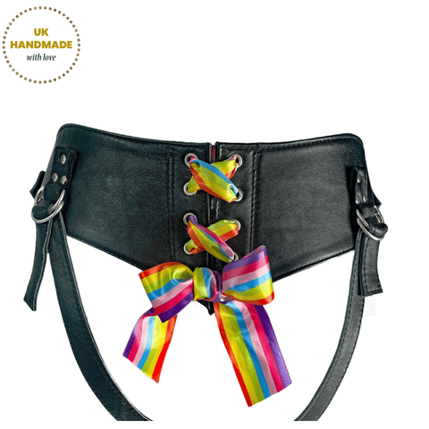 Sh! Women's Store Pride Sh! Pride Rainbow Corset-Back Strap On Harness