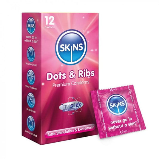 Sh! Women's Store Skins Condoms Dots & Ribs 12 Pack